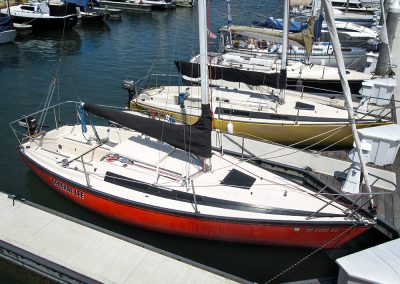 Mr. Miyagi is an impressive Merit 25 - docked at a dock.
